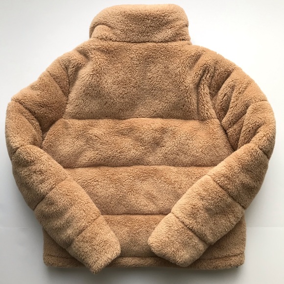 Hollister Cozy Mockneck Puffer Sherpa Jacket Beige - Picture 3 of 14